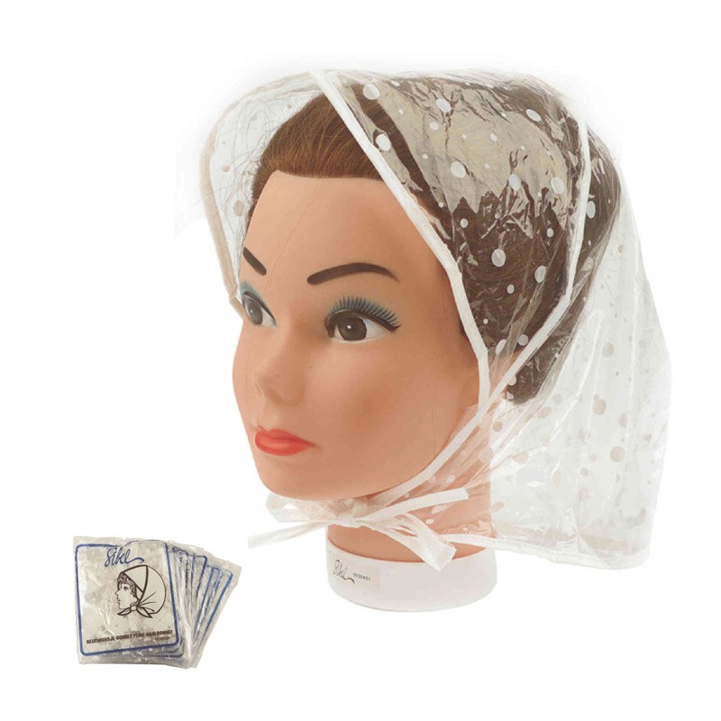 Capuche pluie a pois blanc